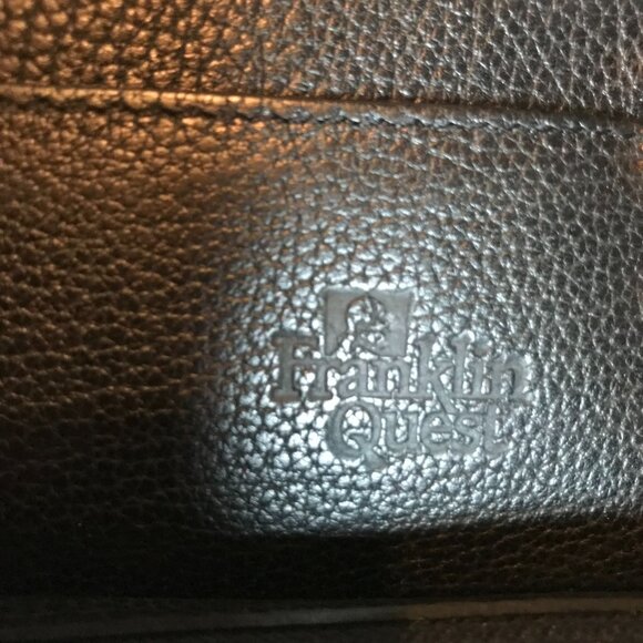 Vintage Franklin Quest 7 Ring Cowhide Leather Zip Binder Planner Cover Black USA - Picture 5 of 13